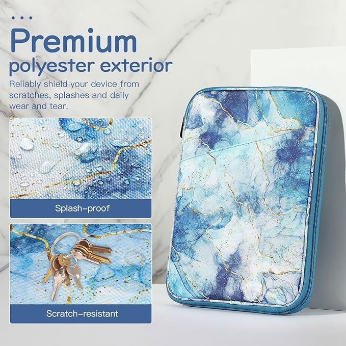 Dadanism 9-11" Tablet Sleeve Bag Carrying Case for iPad (A16) 11th Gen 11", iPad 10th Gen 10.9" Air 5/4, iPad Air M4/Pro 11", iPad 9/8/7th, Galaxy Tab A11+ Plus 11", Remarkable 2 10.3", Marble Blue