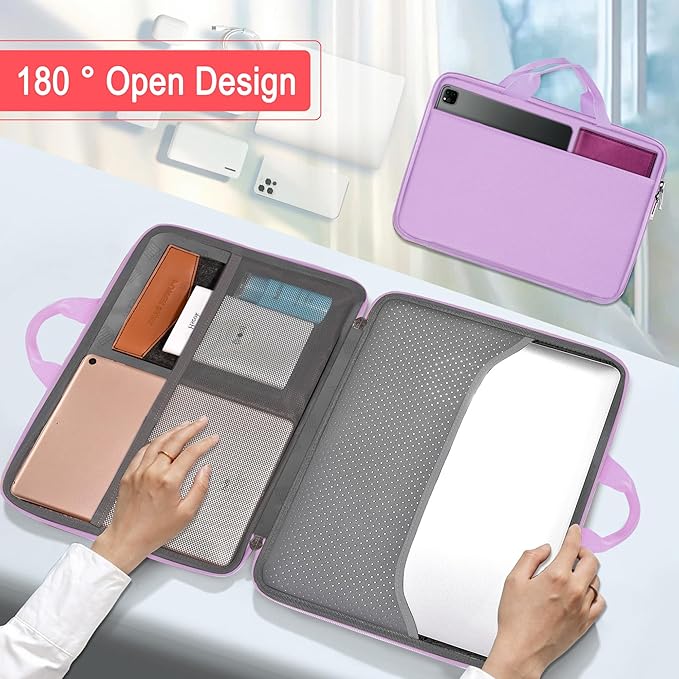 Hseok 13 14 inch Laptop Case Sleeve with Small Case,TSA Computer Handbag Compatible with MacBook Neo/Pro 14 M5/M4/M3/M2/M1,All Models 13.3" MacBook Air/Pro,XPS 13/14,Most 13-14 Notebooks,Purple