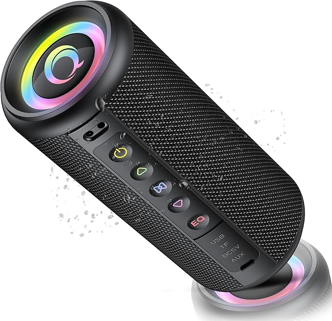 Portable Bluetooth Speaker, 2026 Bluetooth 5.4 Wireless Speaker with 20W HD Loud Stereo Sound, 20H Playtime, LED Lights, IP7, TWS Pairing, Built-in Mic, for Outdoor, Home, Beach, Party, Gift