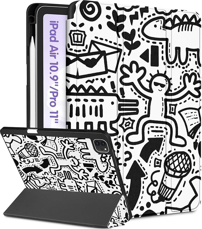 Uppuppy for iPad Air 11 inch Case, Air 5th/4th Generation 10.9, Pro 11'' (4th/3rd/2nd/1st Gen) Case Cute Boys Women Pencil Holder Cool Men Design Folio Cover for iPad Air 11 2024/2025 (M2/M3)