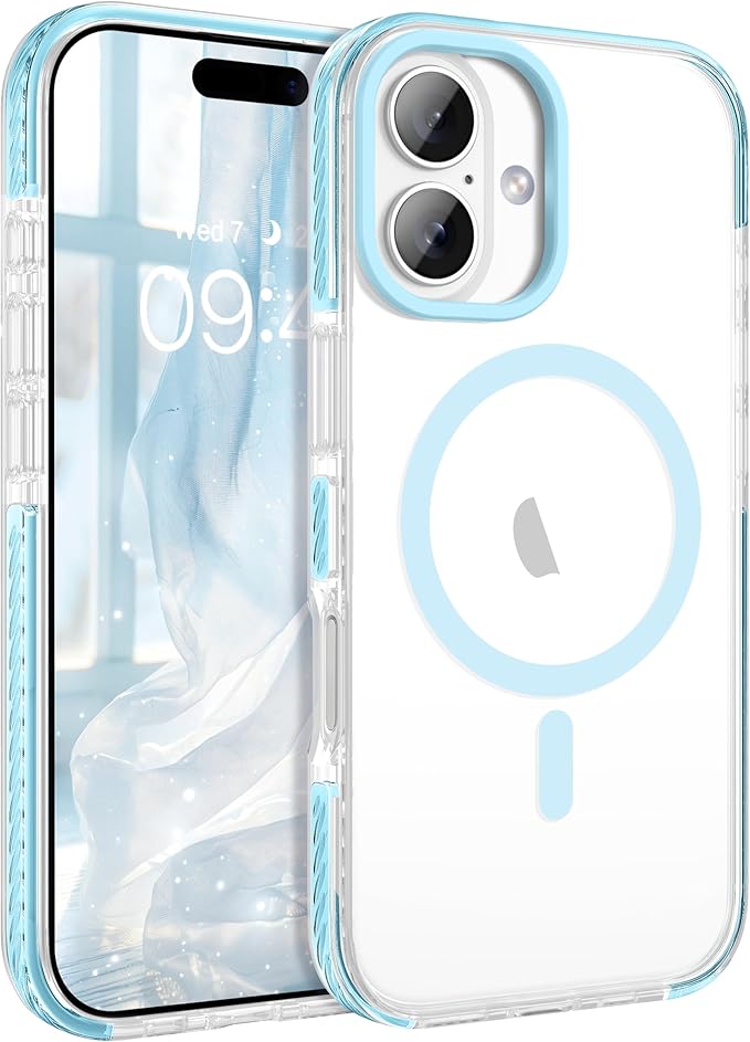 BENTOBEN Magnetic for iPhone 17 6.3" Case, Compatible with Magsafe Military Shockproof Protective Bumper Cute Transparent Slim Anti-Yellowing Women Girl Men Phone Case for iPhone 17 Cover, Clear Blue