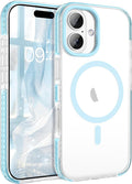 BENTOBEN Magnetic for iPhone 17 6.3" Case, Compatible with Magsafe Military Shockproof Protective Bumper Cute Transparent Slim Anti-Yellowing Women Girl Men Phone Case for iPhone 17 Cover, Clear Blue