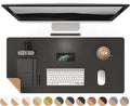 RENMTURE Dual-Sided Mouse Pad, Natural Cork & PU Leather Large Desk Pad for Office and Home Work, Desk Protector Non-Slip, Waterproof, Easy Clean (Black, 36"x17")