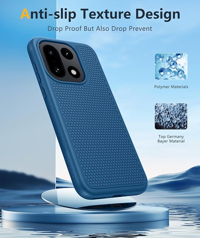 FNTCASE for OnePlus 15 Case: 14FT Heavy Duty Military Grade Drop Protection for One Plus 15 Case with Screen Protector, Non-Slip Anti-Fingerprint Shockproof Matte Soft TPU Phone Cover - Blue