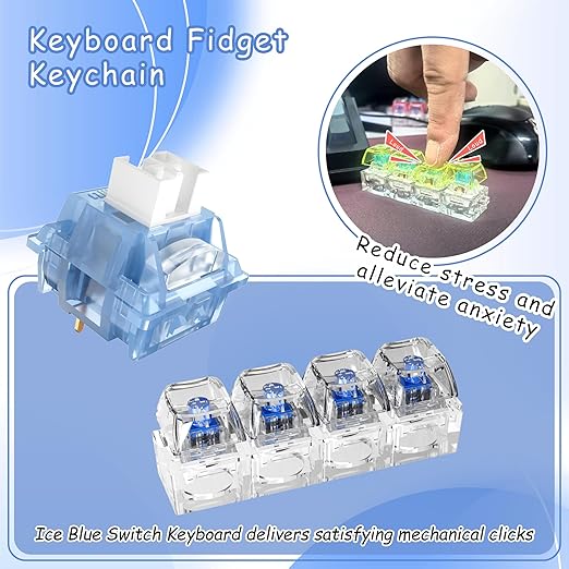 Outemu V3 Ice Blue Switches,3-pin 40gf Pre-lubed Dustproof Clicky Switches,Keyboard Clickers for 3D Prints,Suitable for MX Mechanical Gaming Keyboards(10Pcs)