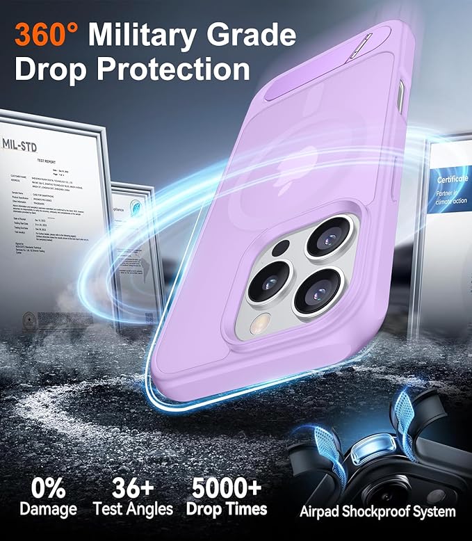 Magnetic Compatible with iPhone 16 Pro Case, [Built-in Invisible Kickstand][Compatible with MagSafe][Military Grade Shockproof] Slim Translucent Matte Phone Case for iPhone 16 Pro 6.3"