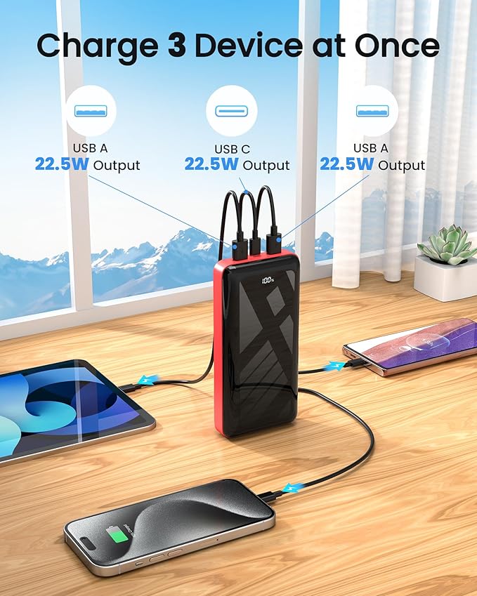 LOOPEAK Power Bank 50000mAh 22.5W Fast Charging Portable Charger, USB C Quick Charge with 3 Outputs&2 Inputs, LED Display, High Capacity External Cell Phone Battery Pack for iPhone, iPad, Android