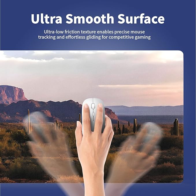 Wknoon. Extra Large Gaming & Office Mouse Pad (31.5" x 11.8") – Saguaro Scenery Arizona Desert Landscape with Cactus Mountain in Spring Wilderness, Premium XXL Desk Mat with Durable Stitched Edges