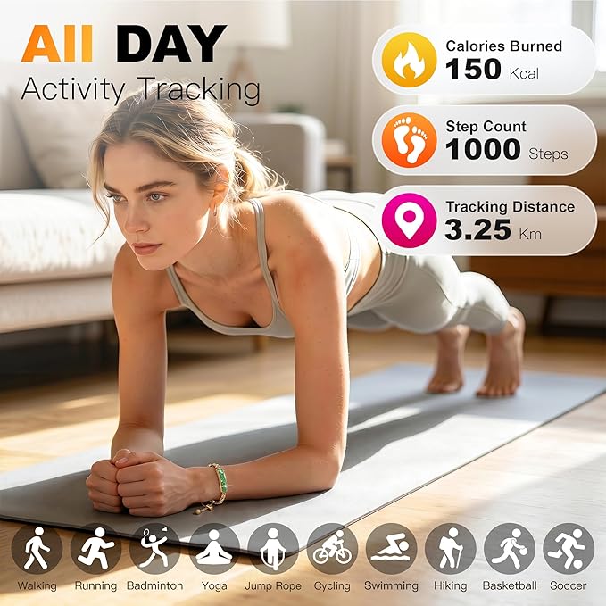 Smart Bracelet for Women, Stylish Jewelry Fitness Tracker with Heart Rate & Sleep Monitor, Waterproof Activity Tracker Watch with App for iOS & Android