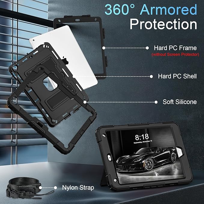 for iPad 9th/ 8th/ 7th Generation Case 10.2 Inch iPad Case 9th Generation with Pencil Holder,Heavy Duty Shockproof Cover for i Pad 10.2 Cases 2021/2020/ 2019,Black