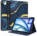 ZoneFoker Case for iPad Air 11-inch M3/M2 (2025/2024), iPad Air 5th/4th Generation 10.9'' (2022/2020), iPad Pro 11 (4th/3rd/2nd/1st Gen), Multi-Angle Stand Cover with Pencil Holder, Marble Ocean Blue