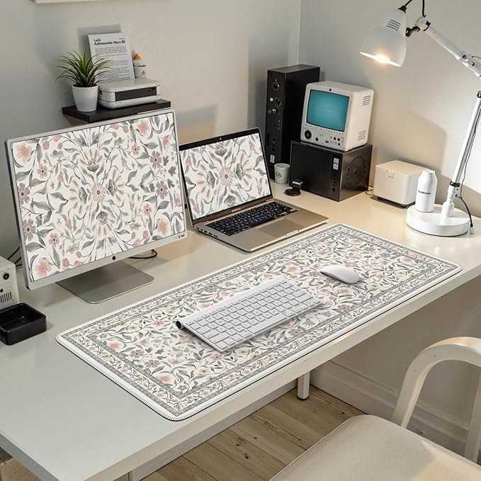 iLeadon Large Desk Mat Grey, Thick Keyboard and Mouse Pad with Non-Slip Base, Keyboard Mats for Desk, Full Coverage Computer Mat 35.4"x15.7" for Office & Gaming Setup (Grey)