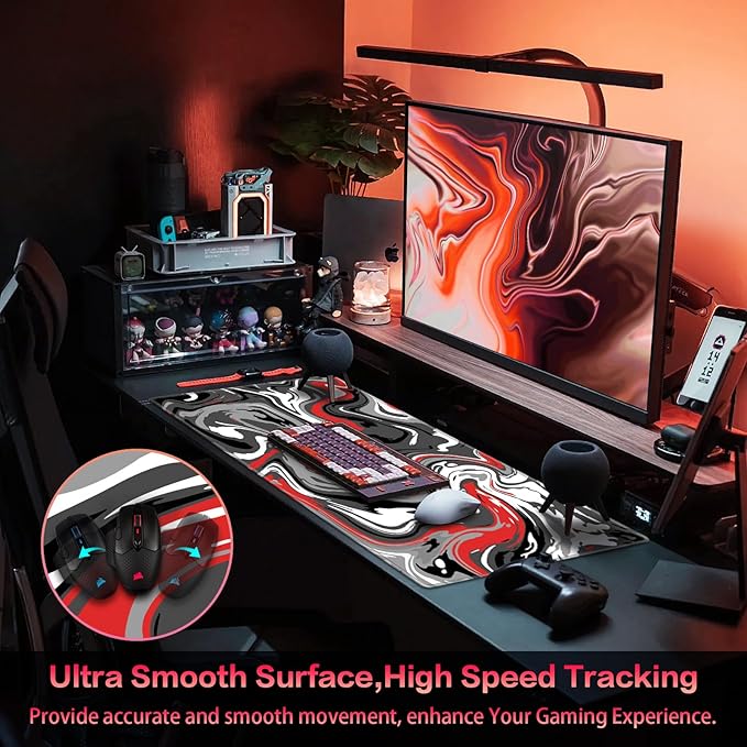 Canjoy Gaming Mouse Pad, Fluid Pattern Mouse Pad 31.5x11.8inch Large Extended Computer Mouse Mat Keyboard Full Desk Mousepad for Gaming, Office, Home