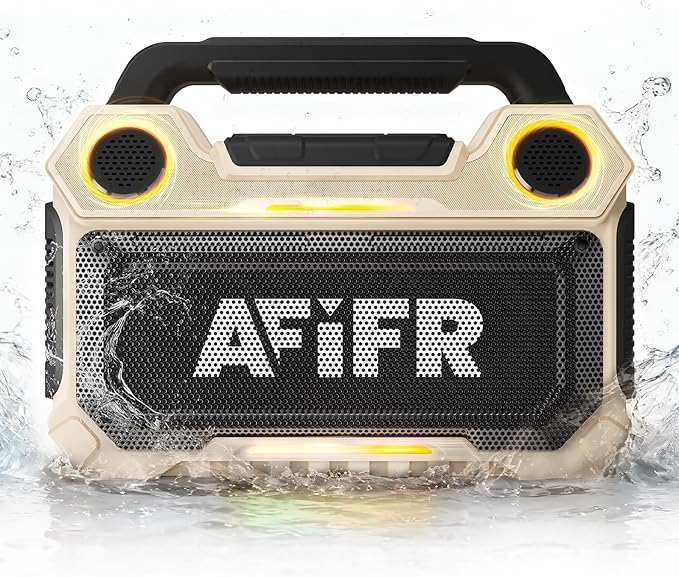 Outdoor Bluetooth Speaker, 160W Loud Bass! Rugged, IP67 Waterproof, 24H Playtime with Lights, Wireless TWS Pairing Portable Speakers for Party, Outsides, Travel, Beach, Garage (Canyon Dust)