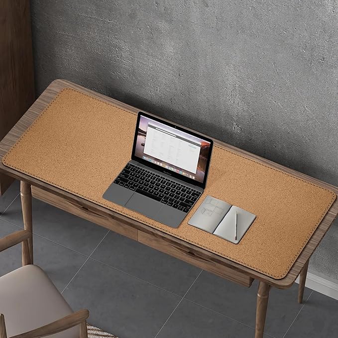 Chihein 43" x 24" 3XL Desk Mat with Cork & PU Leather (Black), Dual Sided Desk Pad, Waterproof Computer Desk Mat for Gaming, Office, Home