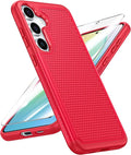 FNTCASE for Samsung Galaxy S25-Plus Case: S24-Plus Dual Layer Heavy Duty Phone Protective Cover Shockproof Rugged with Non-Slip Textured - Military Drop Protection Bumper Tough - 6.7 inch (Red)