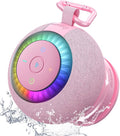 Shower Speaker Bluetooth Waterproof Portable: 360° Surround Sound, IPX7 Suction Cup Removable with Vacuum Exhaust Knob, RGB Lights, Beach/Pool/Camping/Kayak Essentials, Gifts for Mom Teens-Pink