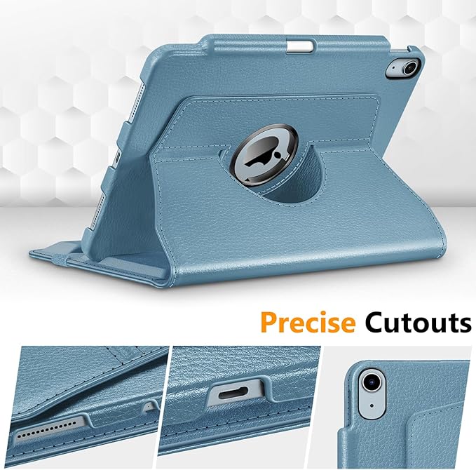 Fintie Rotating Case for iPad Air 11-inch M4/M3/M2 (2026/2025/2024), iPad Air 5th (2022) / 4th Generation 10.9 Inch - 360 Degree Rotating Protective Stand Cover with Pencil Holder, Ocean Blue