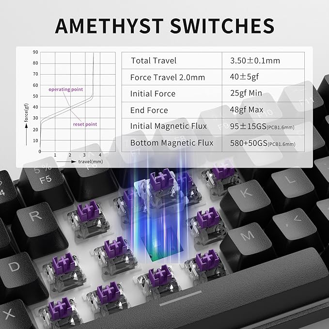 MageGee 60% Rapid Trigger Gaming Keyboard, Hall Effect Magnetic Switch, Actuation Point Adjustable, Hot Swappable RGB Backlit Wired Keyboard with Arrow Keys for Win/PC/MAC, Black