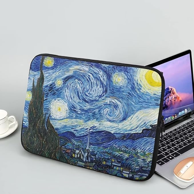 Starry Night Laptop Sleeve Case for Women Men Fashion Van Gogh Painting Pattern Laptop Protector with Versatile Uses Easy to Clean Ideal Gifts for Daily Use Travel at Different Occasions
