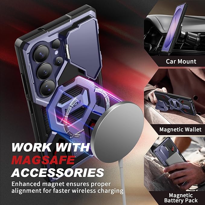 TONGATE for Samsung Galaxy S26 Ultra Case with Magnetic Stand, Compatible with MagSafe [Built-in Camera Cover & Ring Holder][Military-Grade Protection]Anti-Slip Rugged Case for S26 Ultra,Cobalt Violet