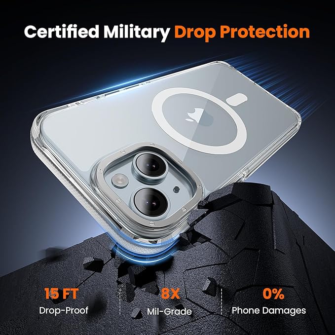 toushion 3 in 1 for iPhone 15 Plus Case Clear with MagSafe, Yellowing-Resistant Acrylic Back, Shockproof Guard Corners, Military-Grade Protection for iPhone 15 Plus Phone Case 6.7 inch Clear Bumper