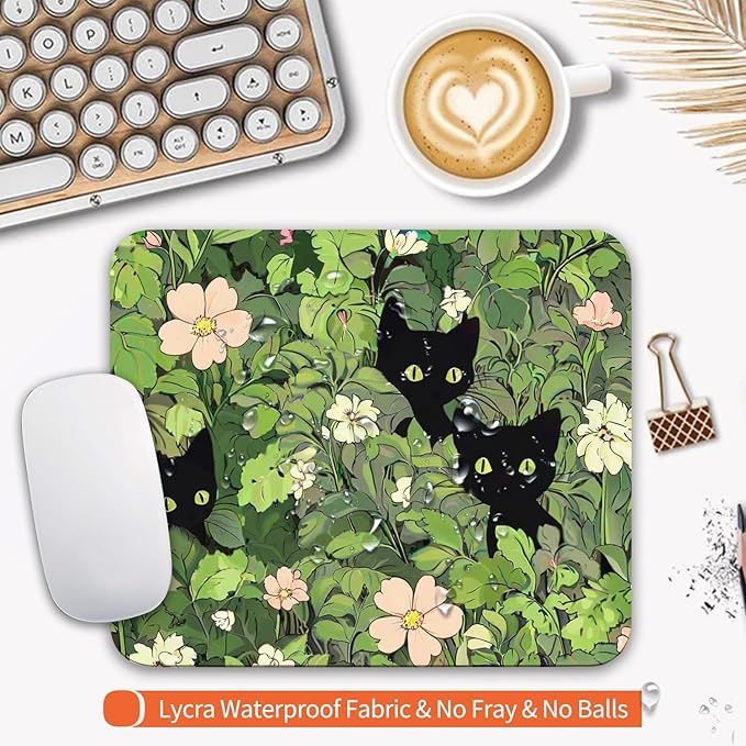 Square Mouse Pad Cute Cats,Personalized Premium-Textured Custom Mouse Mat Design,Washable Mousepad Lycra Cloth,Non-Slip Rubber Base Computer Mouse Pads for Wireless Mouse