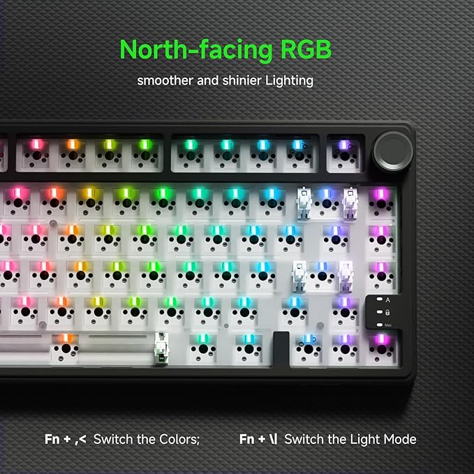 RK ROYAL KLUDGE R75 Wired Mechanical Gaming Keyboard, 75% Hot-Swap Mechanical Keyboard Volume Knob, Soft Pre-lubed Tactile Brown Switch