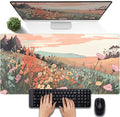 Desk Mouse Pad Large Desk Mat Botanical Flowers Mouse Mat Gaming, Extended Floral Keyboard Pad XXL, Long Desktop Laptop Mat Aesthetic Watercolor Wildflower Office Decor for Women 31.5x15.7 Inch