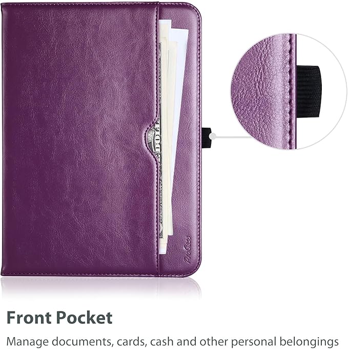 ProCase for iPad A16 11th Generation 11 Inch 2025/iPad 10th Generation Case 10.9 Inch 2022, iPad 11/10 PU Leather Case Business Stand Cover Smart Folio with Hand Strap Front Pocket Pen Loop-Darkpurple