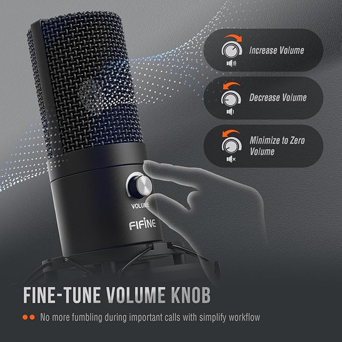 FIFINE Studio Condenser USB Microphone Computer PC Microphone Kit with Adjustable Boom Arm Stand Shock Mount for Instruments Voice Overs Recording Podcasting YouTube Vocal Gaming Streaming-T669