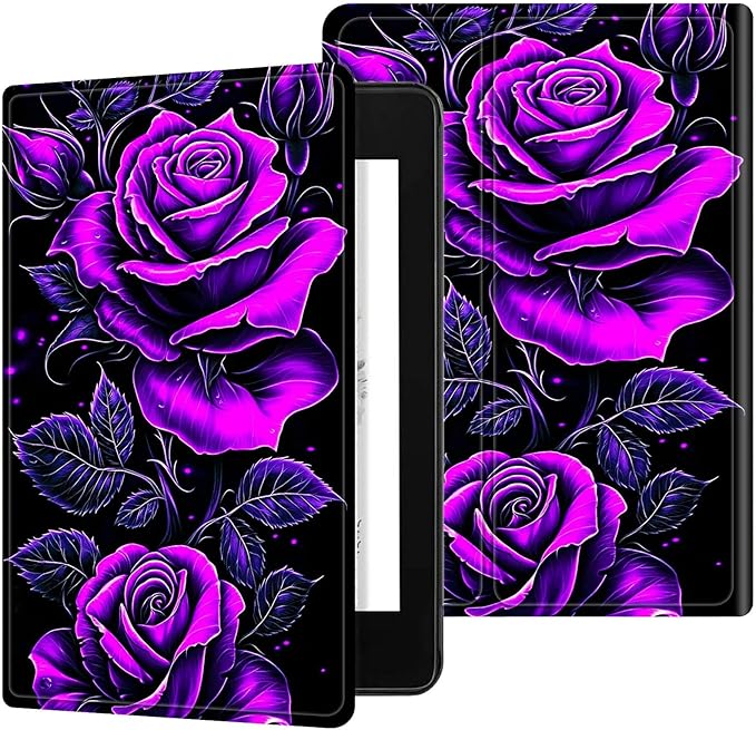 for Kindle Scribe 10.2 Inch 2022/2024 Released Tablet Case, Slim Kickstand Stand Leather Smart Cover with Auto Wake/Sleep, Purple Rose 01