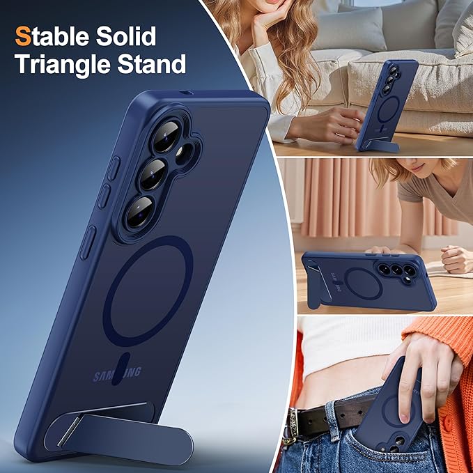 Magnetic for Samsung Galaxy S26+ Plus Case, [Compatible with MagSafe][Full Camera Protection][Built-in Invisible Kickstand] Translucent Matte Phone Case for S26 Plus 6.7" - Blue