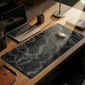 AQQA Mouse Pad,Extended Large Gaming Mousepad mat with Non-Slip Rubber Base,Topographic Map Lines Contour Geographic Background,for Gaming Office Laptop Computer Men Women(29.5x16 Inch,Black)