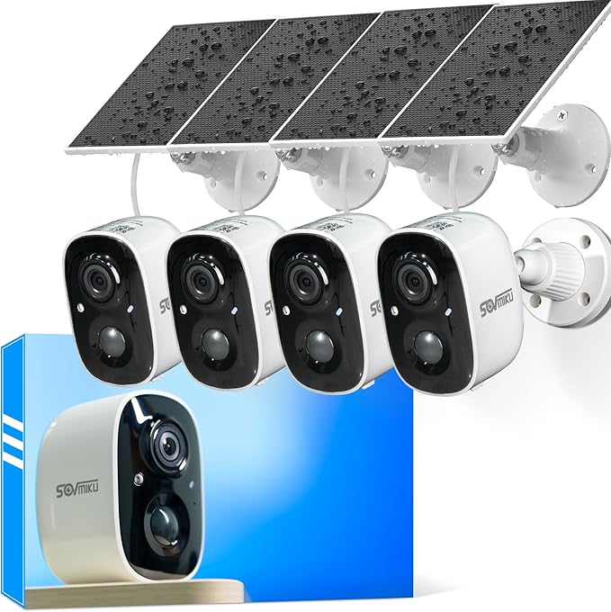 Vicohome 4CG6 Best 2K Solar Security Camera Wireless Outdoor System, No NVR Needed, Battery Powered, Easy to Setup, Motion Detection, Two Way Audio,Color Night Vision,SD Slot, 180 Days Exchange Policy