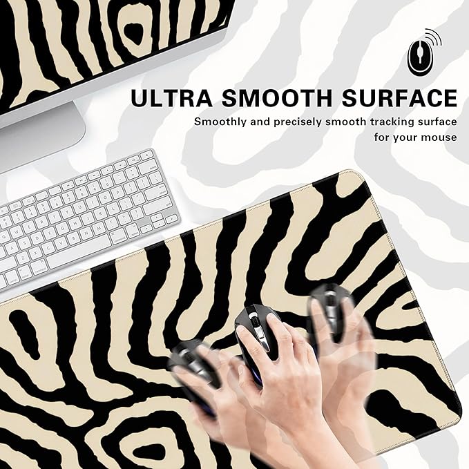 Desk Cover Mat, Gaming Mouse Pad, Computer Laptop Mat Desk Decor for Office Game Home 31.5 X 15.7 Inch (Zebra Print)