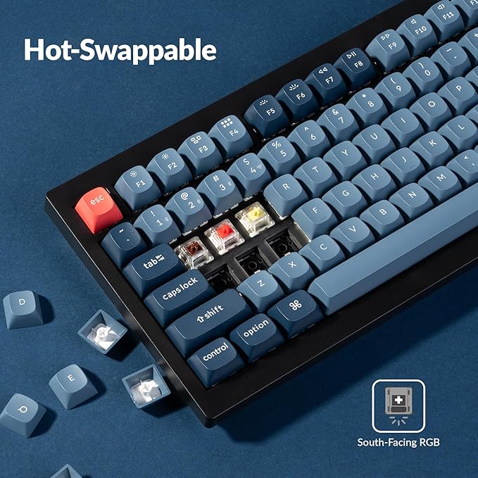 Keychron V1 Max 75% RGB Custom Mechanical Keyboard, 2.4Ghz/Bluetooth 5.1/Wired QMK/VIA Programmable Macro, Hot-Swappable Gateron Jupiter Red Switch Gasket Mount for Mac Windows Linux