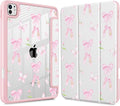 May Chen Case for iPad Pro 11-Inch M5/M4 2025/2024 (6th/5th Generation), [Penceil Holder] Trifold Stand Auto Wake/Sleep Clear TPU Protection Back Cover, Ballet Shoes