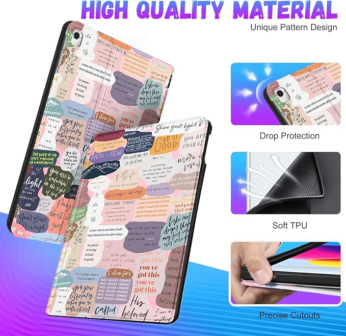 Uppuppy for iPad 5th/6th Generation Case, for Apple iPad Air 1st/2nd Gen, for iPad Pro 9.7 Inch Case Cute Kids Women Girls Teens Girly Kawaii Quote Design Folio Cover for iPad 5/6, Air 1/2, Pro 9.7