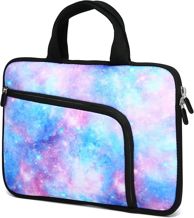 11 11.6 12 12.1 12.5 inches Laptop Sleeve Chromebook Case Ultrabook Case Notebook Sleeve PC Messenger Bag Tablet Case Neoprene Handle Sleeve for Adult Men Women, Two Pockets (Blue Galaxy)