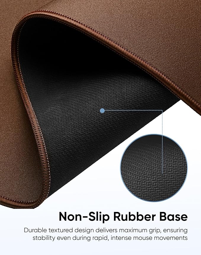 Reniteco Waterproof Large Gaming Mouse Pad with Durable Stitched Edges, Non-Slip Rubber Base, Grainy Jacquard Mouse Mat Desk Pad for Home Office Gaming, 35.4''x15.7''x0.12'', Matte Brown