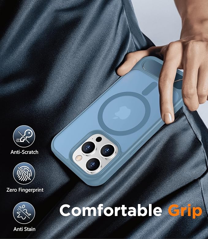 Magnetic Compatible with iPhone 13 Pro Case, [Built-in Invisible Kickstand][Compatible with MagSafe][Military Grade Shockproof] Slim Translucent Matte Phone Case for iPhone 13 Pro 6.1"