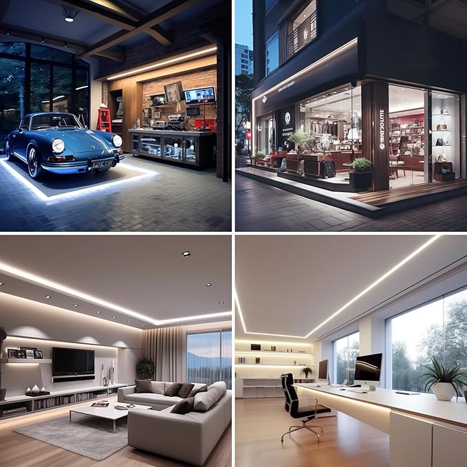 BENLUN 24V Diffused COB LED Strip Light 65.6ft (2 Rolls of 32.8ft), 4000K Natural White Outdoor Milky Silicone Waterproof, 11W/M CRI 93 LED Tape Lights with Power Supply for Bedroom Courtyard