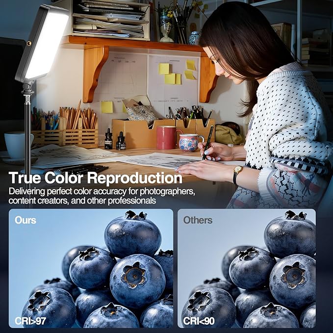 LED Video Light Kit, 2800-7000K Dimmable Studio Lighting with Tripod Stand & Phone Holder, 73” Adjustable Height for Video Recording, Live Streaming, YouTube, Photography，2-Pack