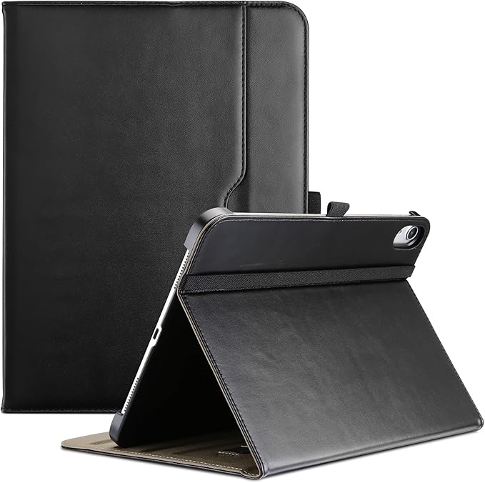 ProCase for iPad A16 11th Generation 11 Inch 2025/iPad 10th Generation Case 10.9 Inch 2022, iPad 11/10 PU Leather Case Business Stand Cover Smart Folio with Hand Strap Front Pocket Pen Loop -Black