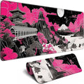 Future Kyoto Mouse Desk Pad Japanese Pink Desk Mat Desk Decor Black White Large Gaming Mouse Pad for Desk Mousepad Computer Office Keyboard Laptop Big Mouse Pad Xl-31.5x11.8 in