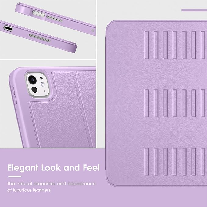 VIKESI Case for iPad Pro 11 inch (M5/M4) 2025/2024,Multiple Angles Stand Cover,Soft Back,Pencil Holder,and Auto Sleep/Wake,Lilac