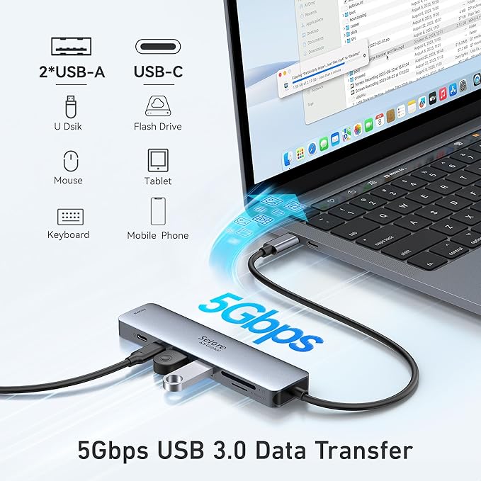 USB C Hub HDMI Adapter for MacBook Pro/Air, 7 in 1 USBC Dongle with HDMI, microSD/SD Card Reader, USB C Data Port,100W PD, and 2 USB 3.0 Compatible for MacBook Pro/Air, Dell XPS, Lenovo Thinkpad.