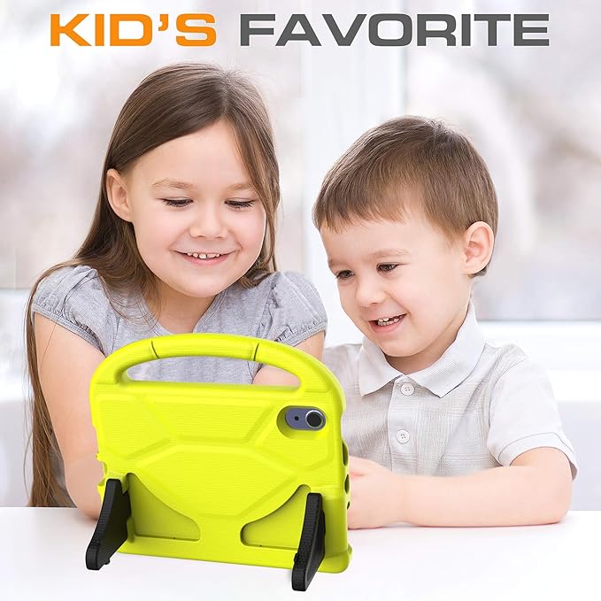Kids Case for iPad mini 7 (A17 Pro) 2024/ Mini 6 2021, iPad mini 7th/6th Generation Case with Screen Protector - Shockproof with Handle Stand Protective Cover for iPad 8.3 Inch, Yellow
