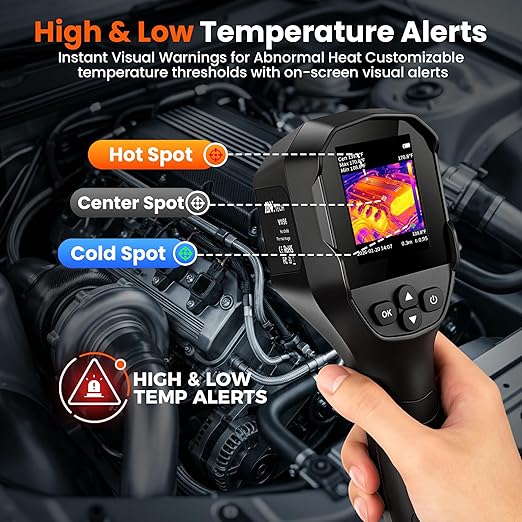 Thermal Camera for Home Inspection, 240×240 TISR Infrared Camera with 14-Hour Battery Life, 25Hz Handheld Thermal Imager with 50°FOV for Water Leak Detection, HVAC, Electrical Inspection